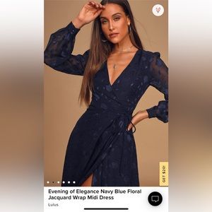 Lulus Navy Floral Wrap Dress